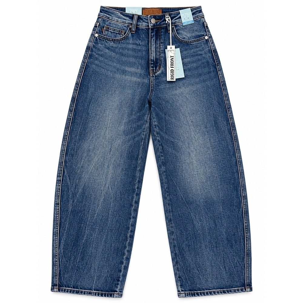Judy Blue Marlow Arc Jeans 3/26 Petite High Rise Barrel Leg NWT Dark Wash